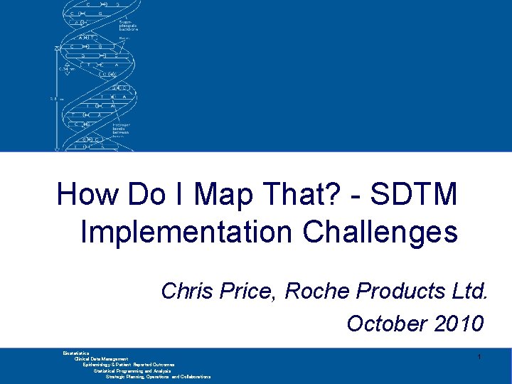 How Do I Map That? - SDTM Implementation Challenges Chris Price, Roche Products Ltd.