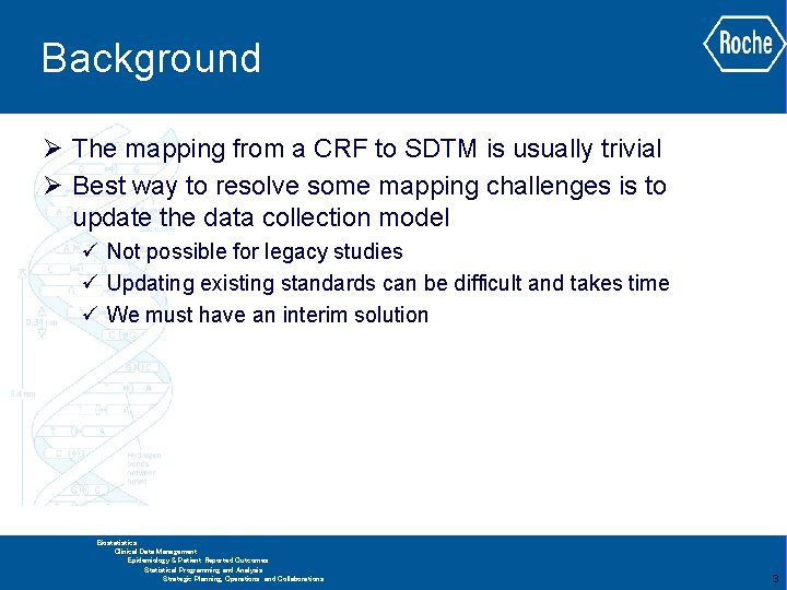 Background Ø The mapping from a CRF to SDTM is usually trivial Ø Best