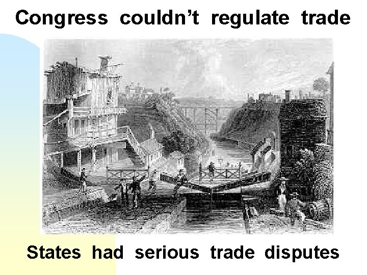 Congress couldn’t regulate trade States had serious trade disputes 