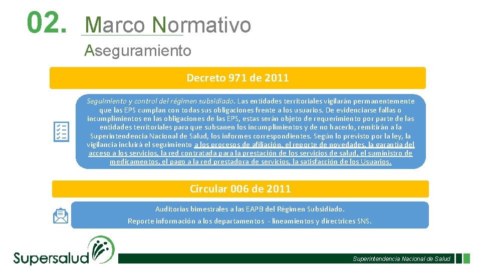 02. Marco Normativo Aseguramiento Decreto 971 de 2011 Seguimiento y control del régimen subsidiado.