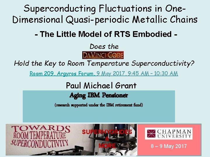 Superconducting Fluctuations in One. Dimensional Quasi-periodic Metallic Chains - The Little Model of RTS