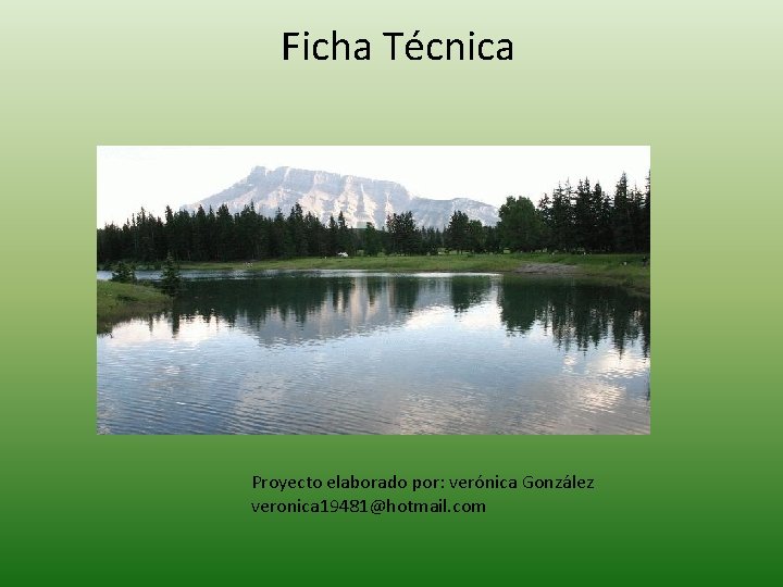 Ficha Técnica Proyecto elaborado por: verónica González veronica 19481@hotmail. com 