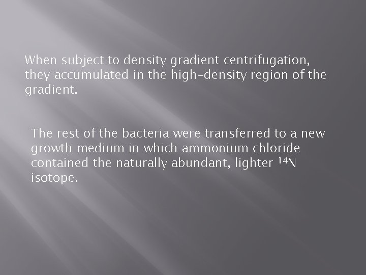 When subject to density gradient centrifugation, they accumulated in the high-density region of the