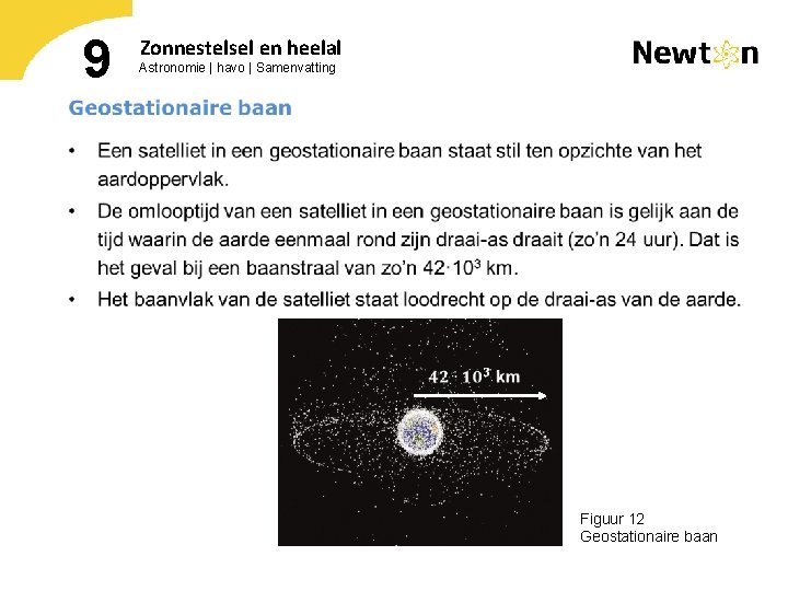 9 Zonnestelsel en heelal Astronomie | havo | Samenvatting Figuur 12 Geostationaire baan 