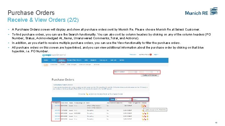 Purchase Orders Receive & View Orders (2/2) A Purchase Orders screen will display and