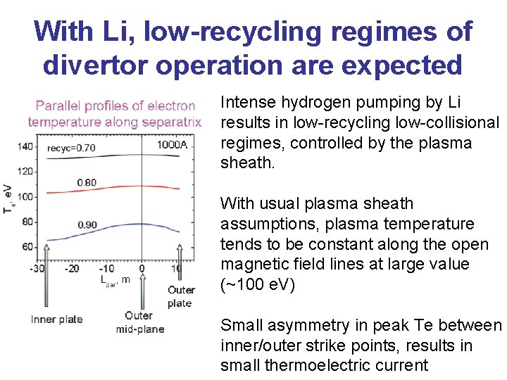 With Li, low-recycling regimes of divertor operation are expected Intense hydrogen pumping by Li