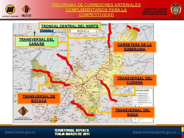 PROGRAMA DE CORREDORES ARTERIALES República de Colombia COMPLEMENTARIOS PARA LA Ministerio de Transporte Instituto