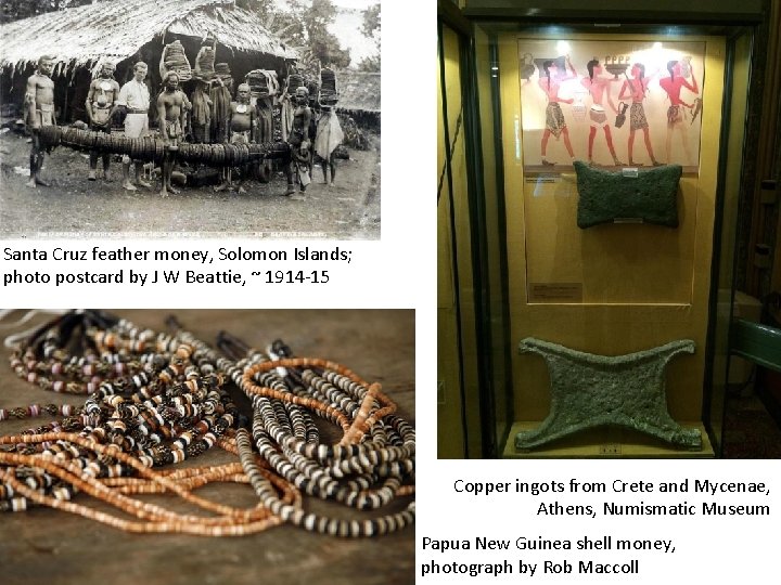 Santa Cruz feather money, Solomon Islands; photo postcard by J W Beattie, ~ 1914