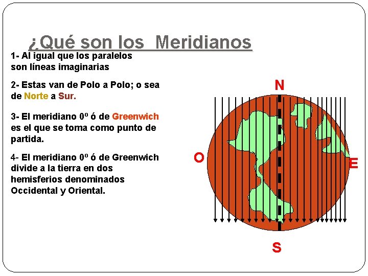 ¿Qué son los Meridianos 1 - Al igual que los paralelos son líneas imaginarias