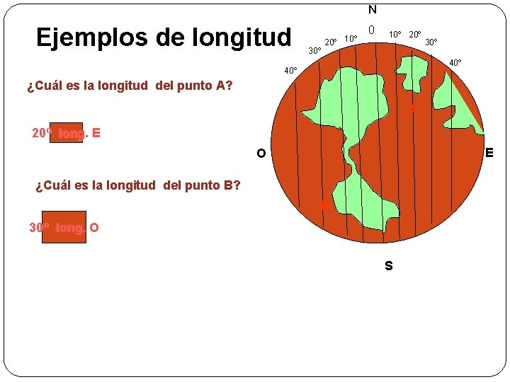 N Ejemplos de longitud 30º 20º 10º 0 10º 20º 30º 40º ¿Cuál es