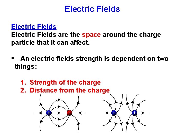 Electric Fields are the space around the charge particle that it can affect. §