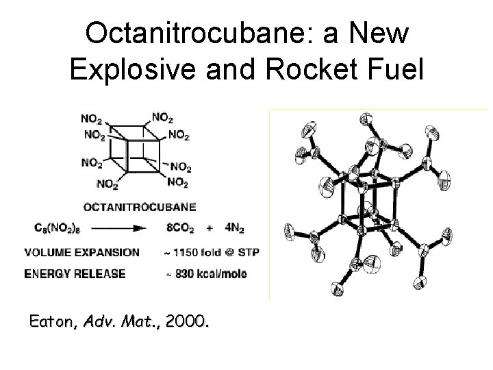 Octanitrocubane: a New Explosive and Rocket Fuel Eaton, Adv. Mat. , 2000. 