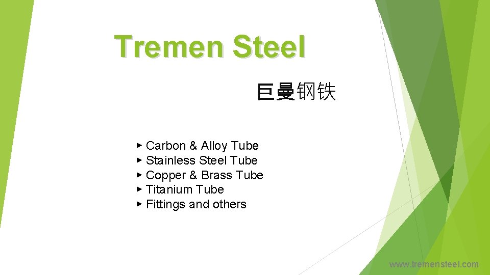 Tremen Steel 巨曼钢铁 ▶ Carbon & Alloy Tube ▶ Stainless Steel Tube ▶ Copper