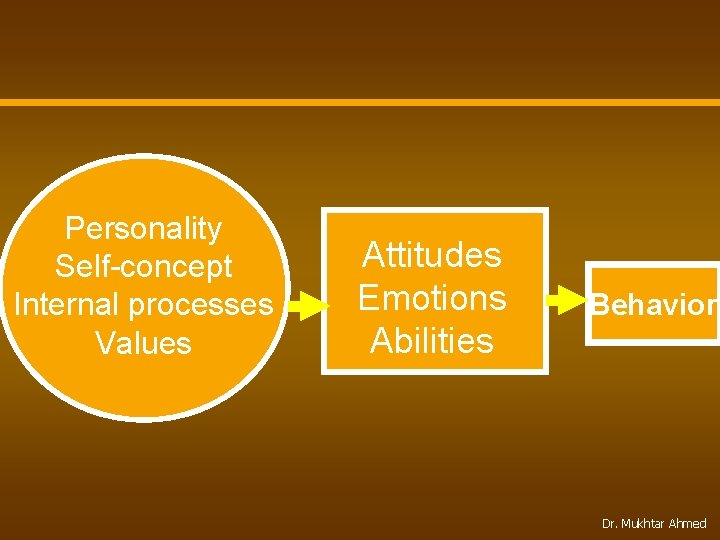 Personality Self-concept Internal processes Values Attitudes Emotions Abilities Behavior Dr. Mukhtar Ahmed 