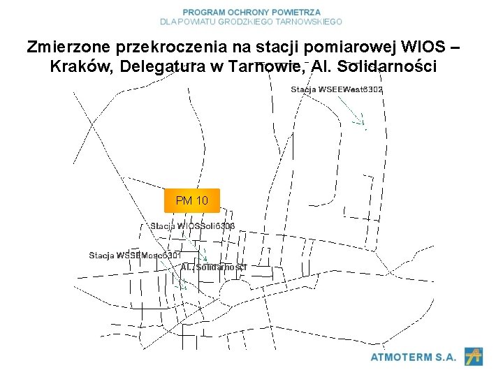 Zmierzone przekroczenia na stacji pomiarowej WIOS – Kraków, Delegatura w Tarnowie, Al. Solidarności PM