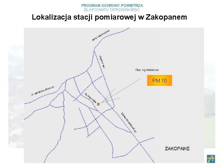 Lokalizacja stacji pomiarowej w Zakopanem PM 10 