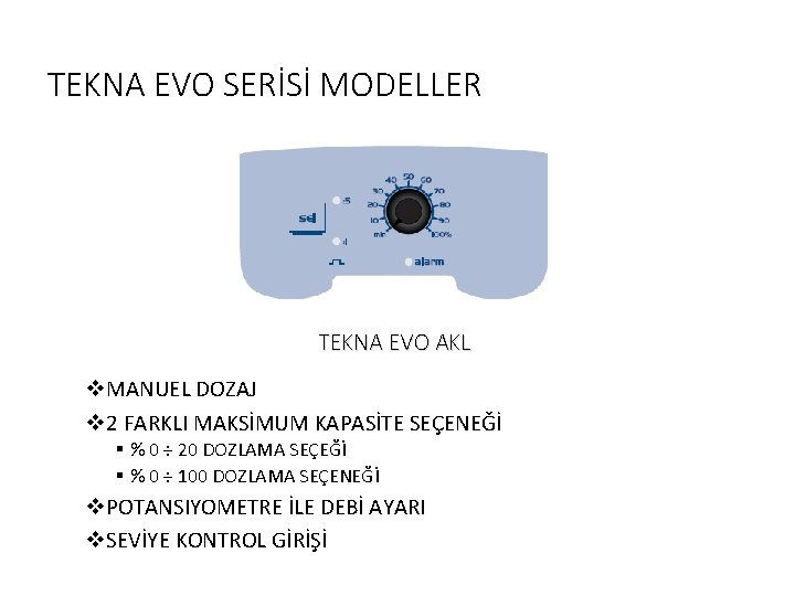 TEKNA EVO SERİSİ MODELLER TEKNA EVO AKL v. MANUEL DOZAJ v 2 FARKLI MAKSİMUM