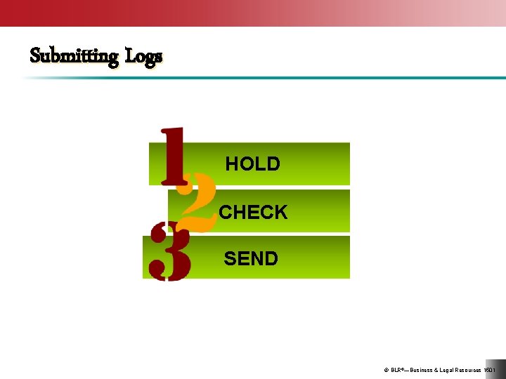 Submitting Logs HOLD CHECK SEND © BLR®—Business & Legal Resources 1501 