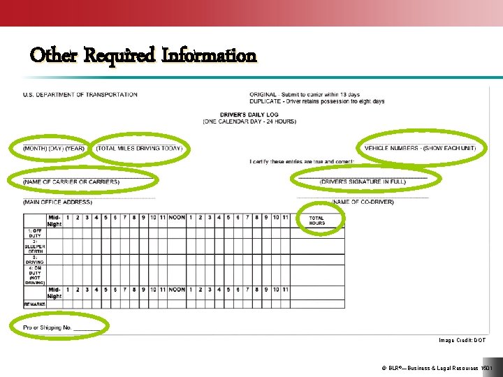 Other Required Information Image Credit: DOT © BLR®—Business & Legal Resources 1501 