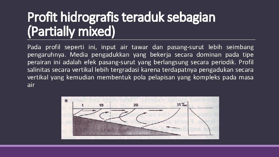 Profit hidrografis teraduk sebagian (Partially mixed) Pada profil seperti ini, input air tawar dan