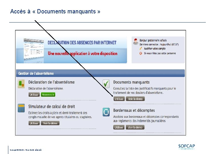 Accès à « Documents manquants » Groupe SOFAXIS – Tous droits réservés 