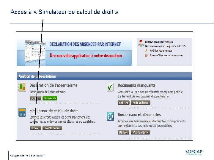 Accès à « Simulateur de calcul de droit » Groupe SOFAXIS – Tous droits