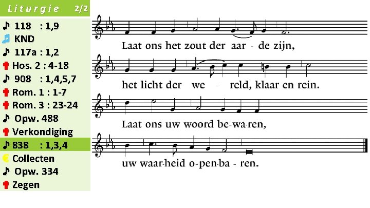 Liturgie 2/2 ♪ 118 : 1, 9 ♬ KND ♪ 117 a : 1,