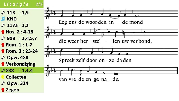 Liturgie 2/2 ♪ 118 : 1, 9 ♬ KND ♪ 117 a : 1,