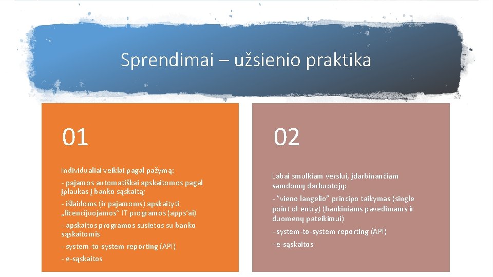 Sprendimai – užsienio praktika 01 02 Individualiai veiklai pagal pažymą: - pajamos automatiškai apskaitomos