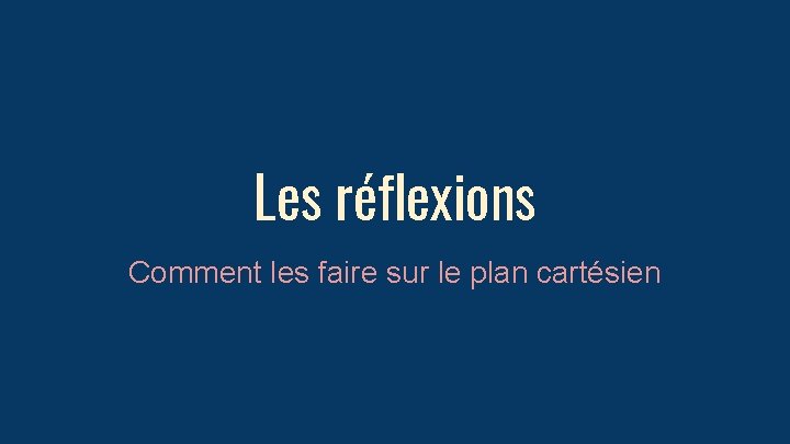 Les réflexions Comment les faire sur le plan cartésien 