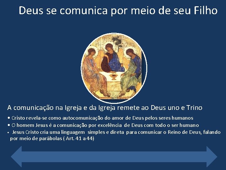 Deus se comunica por meio de seu Filho A comunicação na Igreja e da