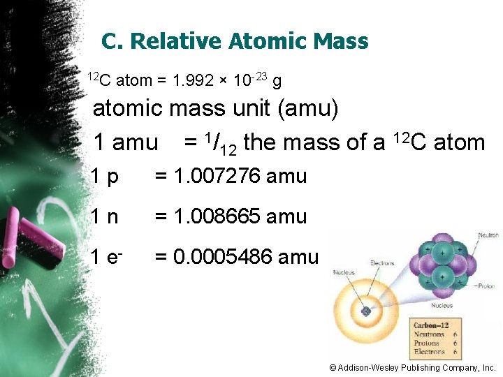 C. Relative Atomic Mass 12 C atom = 1. 992 × 10 -23 g