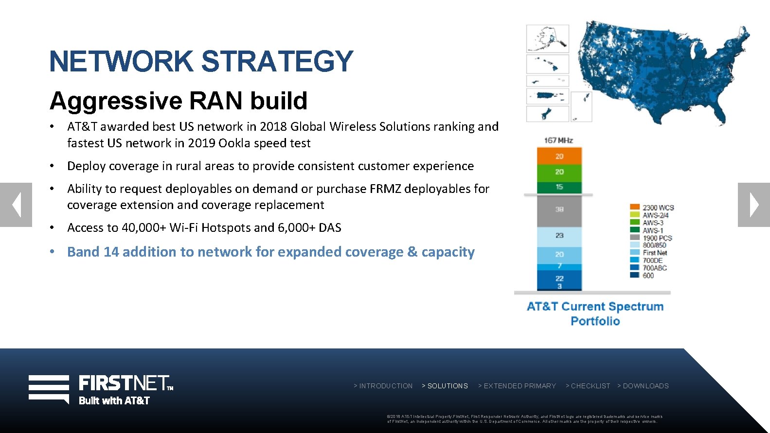 NETWORK STRATEGY Aggressive RAN build • AT&T awarded best US network in 2018 Global NETWORK STRATEGY Aggressive RAN build • AT&T awarded best US network in 2018 Global