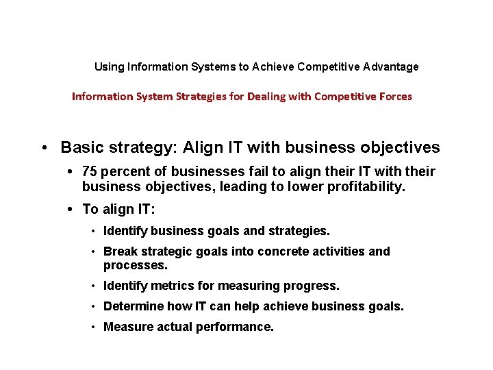 Using Information Systems to Achieve Competitive Advantage Information System Strategies for Dealing with Competitive