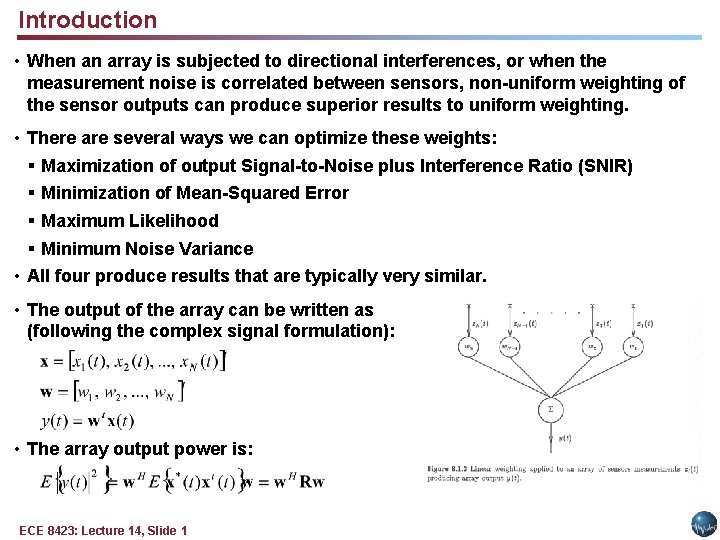 Introduction • When an array is subjected to directional interferences, or when the measurement