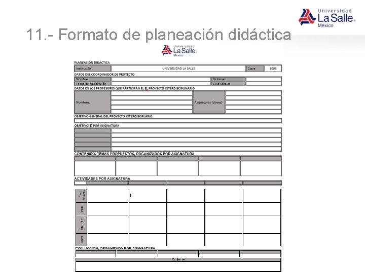 11. - Formato de planeación didáctica 