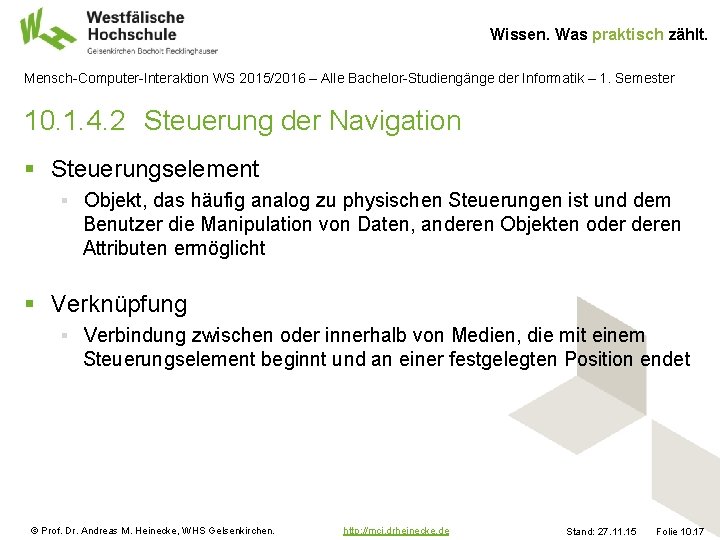 Wissen. Was praktisch zählt. Mensch-Computer-Interaktion WS 2015/2016 – Alle Bachelor-Studiengänge der Informatik – 1.