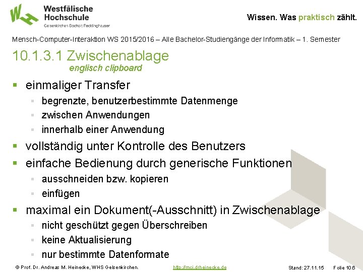 Wissen. Was praktisch zählt. Mensch-Computer-Interaktion WS 2015/2016 – Alle Bachelor-Studiengänge der Informatik – 1.