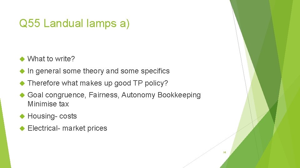Q 55 Landual lamps a) What to write? In general some theory and some