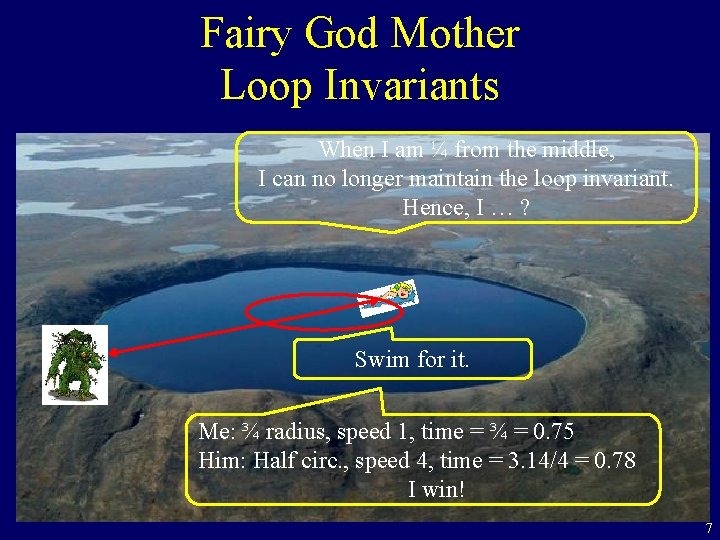 Fairy God Mother Loop Invariants When I am ¼ from the middle, I can