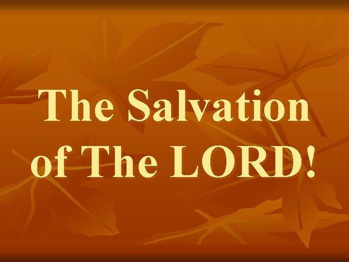 The Salvation of The LORD! 