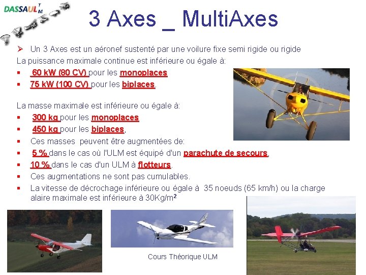 3 Axes _ Multi. Axes Ø Un 3 Axes est un aéronef sustenté par