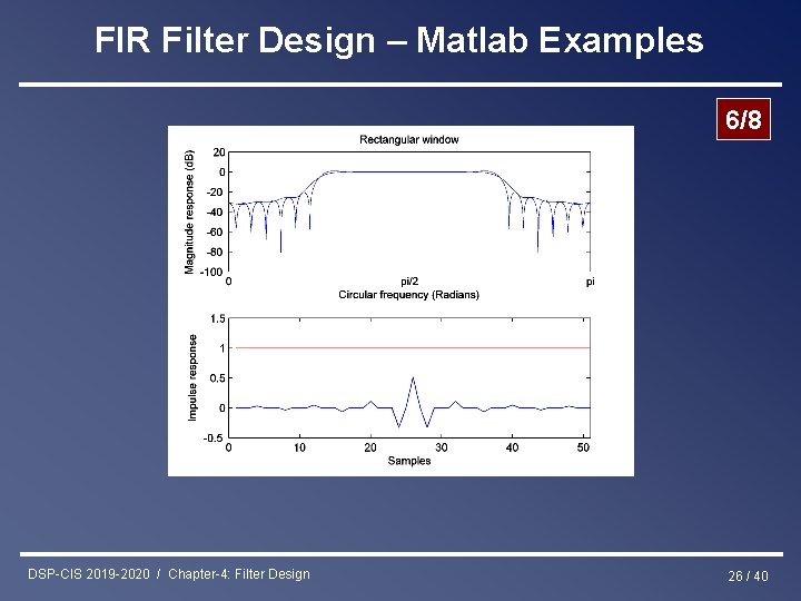 FIR Filter Design – Matlab Examples 6/8 DSP-CIS 2019 -2020 / Chapter-4: Filter Design