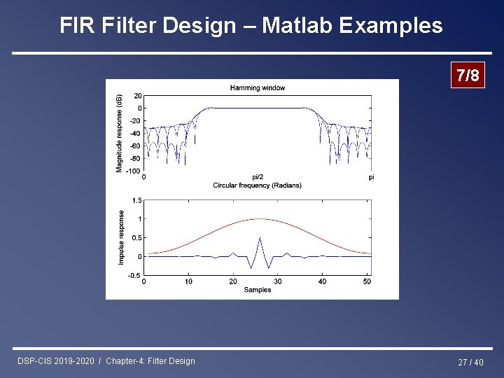 FIR Filter Design – Matlab Examples 7/8 DSP-CIS 2019 -2020 / Chapter-4: Filter Design