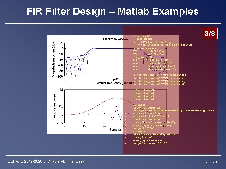 FIR Filter Design – Matlab Examples • • • • • • • •