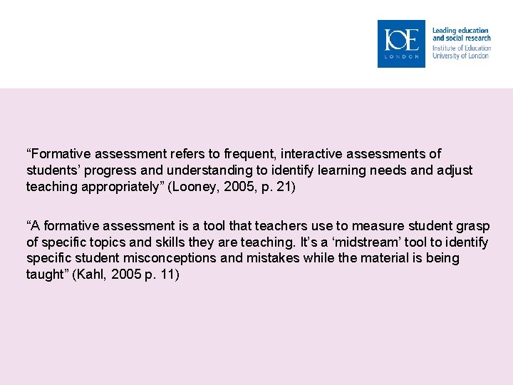 “Formative assessment refers to frequent, interactive assessments of students’ progress and understanding to identify