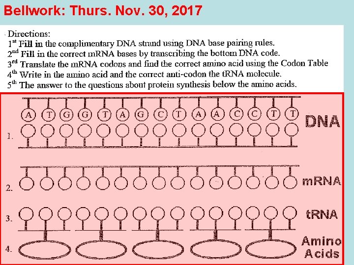 Bellwork: Thurs. Nov. 30, 2017 