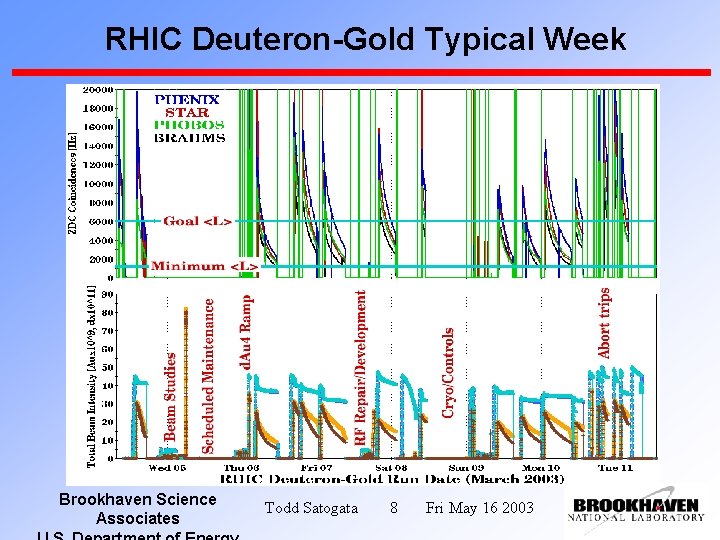 RHIC Deuteron-Gold Typical Week Brookhaven Science Associates Todd Satogata 8 Fri May 16 2003