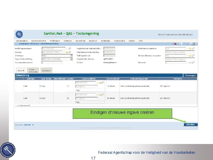 Eindigen of nieuwe ingave creëren Federaal Agentschap voor de Veiligheid van de Voedselketen 17