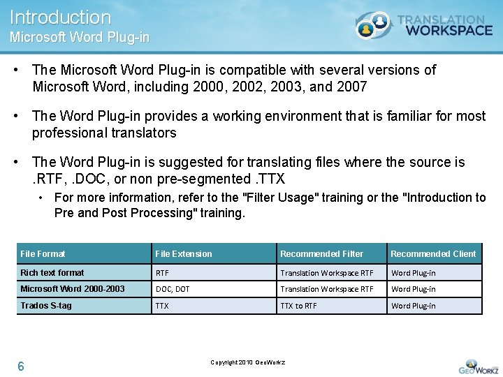 Introduction Microsoft Word Plug-in • The Microsoft Word Plug-in is compatible with several versions